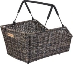 Basil Cento Rattan Look MIK Bicycle Basket Rear Brown
