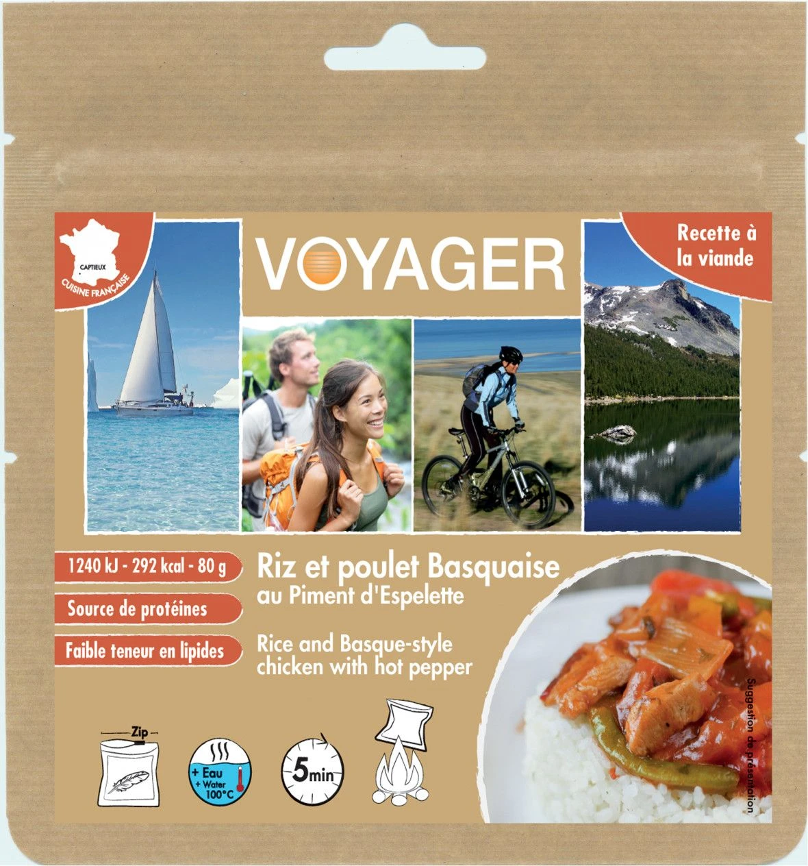 Lyophilis Voyager Rice And Basque-style Chicken With Hot Pepper 80g 1 Lyophilis Voyager Rice And Basque-style Chicken With Hot Pepper 80g