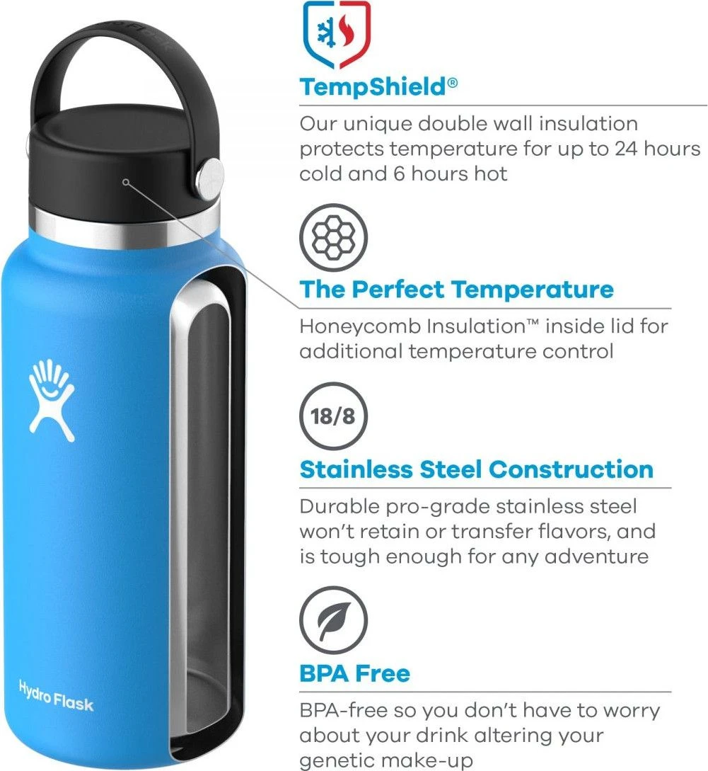 Hydro Flask Wide Mouth Bottle With Flex Cap 591ml White 2 Hydro Flask Wide Mouth Bottle With Flex Cap 591ml White - Image 2