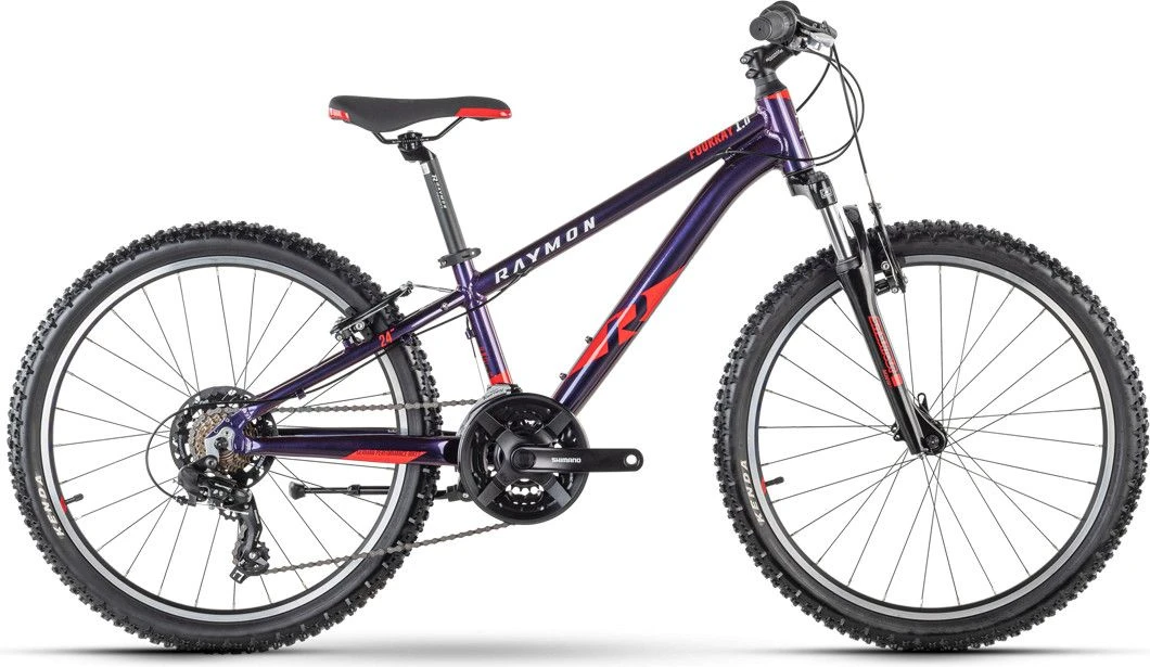 R Raymon FourRay 1.0 Semi-Rigid Kid's MTB Shimano Tourney 7S 24'' Purple 2021 8 - 12 Years 1 R Raymon FourRay 1.0 Semi-Rigid Kid's MTB Shimano Tourney 7S 24'' Purple 2021 8 - 12 Years