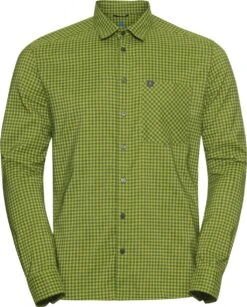 Long Sleeve Shirt Odlo Nikko Check Green Khaki
