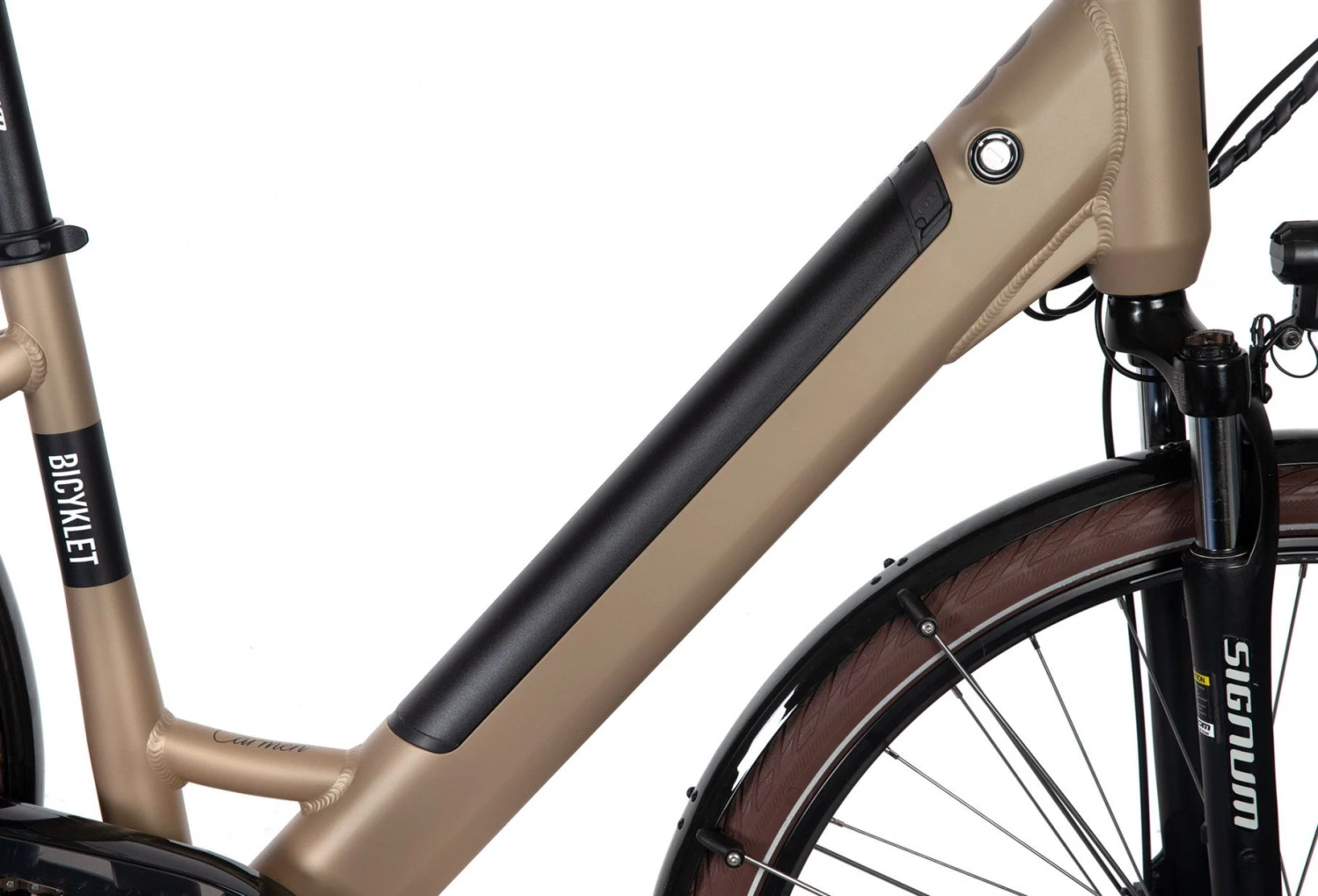 Bicyklet Carmen Electric City Bike Shimano Tourney/Altus 7S 504 Wh 700 Mm Brown Tan 5 Bicyklet Carmen Electric City Bike Shimano Tourney/Altus 7S 504 Wh 700 Mm Brown Tan - Image 5