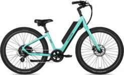 Aventon Pace 250 Step Trought Shimano Tourney 7S 250 Wh 650b Electric City Bike Celeste Green