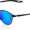 100% Legere Round Soft Tact Black / Blue Lens Sunglasses