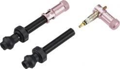 Pair Of Tubeless Granite Design Juicy Nipple 60 Mm Valves With Pink Shell Removal Plugs