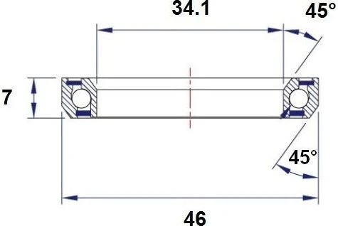 Black-bearing Black Bearing C9 Steering Bearing 34.1 X 46 X 7 Mm 45/45 ° 2 Black-bearing Black Bearing C9 Steering Bearing 34.1 X 46 X 7 Mm 45/45 ° - Image 2