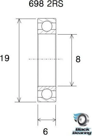 Black-bearing Black Bearing 698 2RS 8 X 19 X 6 Mm 2 Black-bearing Black Bearing 698 2RS 8 X 19 X 6 Mm - Image 2
