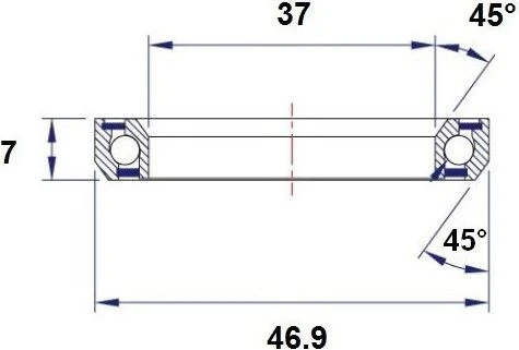 Black-bearing Black Bearing C7 Steering Bearing 37 X 46.9 X 7 Mm 45/45 ° 2 Black-bearing Black Bearing C7 Steering Bearing 37 X 46.9 X 7 Mm 45/45 ° - Image 2