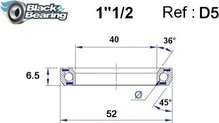 Black-bearing Black Bearing D5 40 X 52 X 6.5 Mm 36/45 ° Steering Bearing 2 Black-bearing Black Bearing D5 40 X 52 X 6.5 Mm 36/45 ° Steering Bearing - Image 2