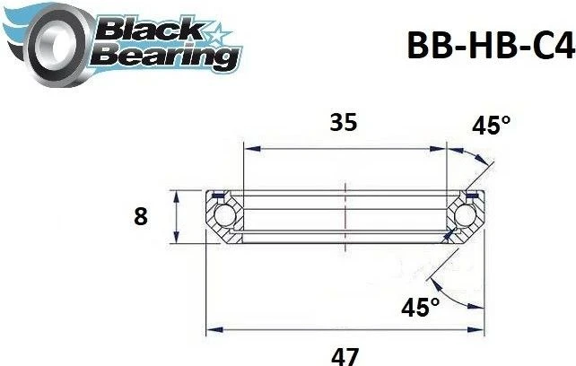 Black-bearing Black Bearing C4 Steering Bearing 35 X 47 X 8 Mm 45/45 ° 2 Black-bearing Black Bearing C4 Steering Bearing 35 X 47 X 8 Mm 45/45 ° - Image 2