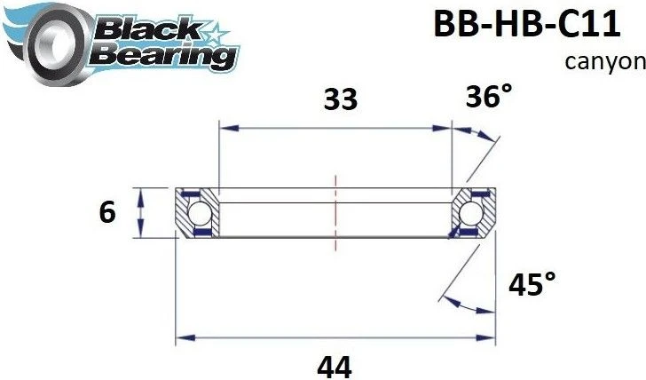 Black-bearing Black Bearing C11 Steering Bearing 33 X 44 X 6 Mm 36/45 ° 2 Black-bearing Black Bearing C11 Steering Bearing 33 X 44 X 6 Mm 36/45 ° - Image 2