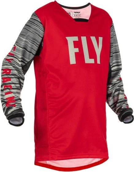Fly Racing Kinetic Waves Kids Long Sleeve Jersey Red / Gray 1 Fly Racing Kinetic Waves Kids Long Sleeve Jersey Red / Gray