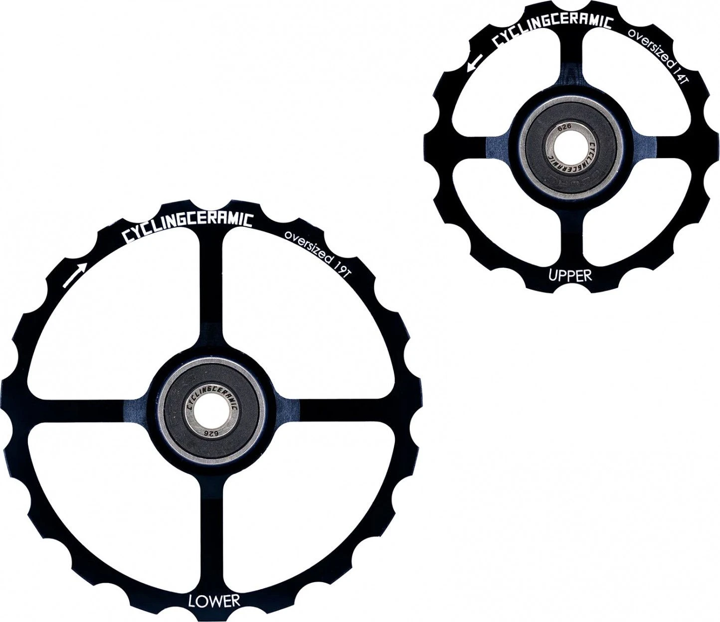CyclingCeramic Oversized Pulley Wheels 14/19T Black 1 CyclingCeramic Oversized Pulley Wheels 14/19T Black