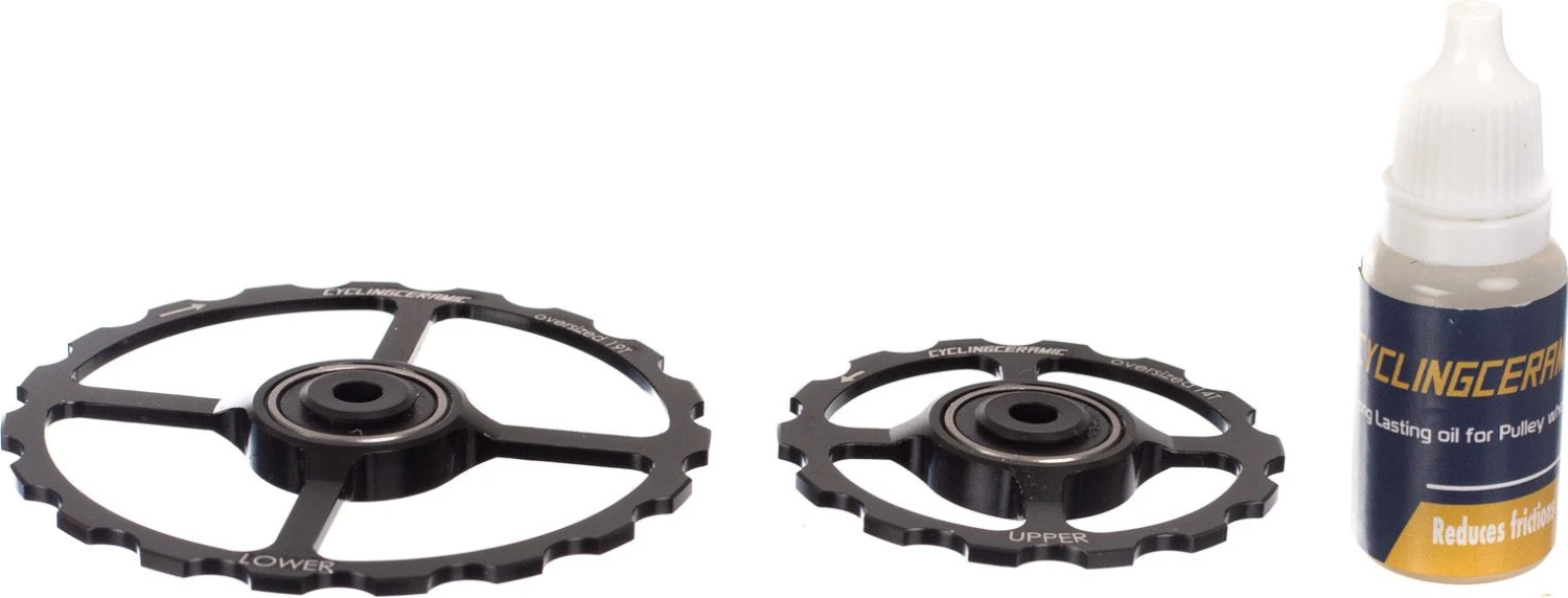 CyclingCeramic Oversized Pulley Wheels 14/19T Black 2 CyclingCeramic Oversized Pulley Wheels 14/19T Black - Image 2