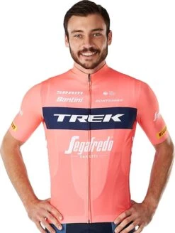 Santini X Trek Segafredo Replica Short Sleeve Jersey Coral / Pink