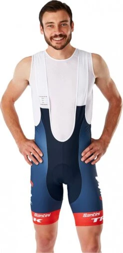 Santini X Trek Segafredo Replica Bib Shorts Dark Blue