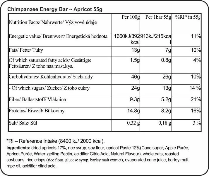 CHIMPANZEE Energy Bar 100% Natural Apricot 55g VEGAN 2 CHIMPANZEE Energy Bar 100% Natural Apricot 55g VEGAN - Image 2