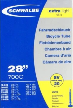 Schwalbe Extra Light Road Tube - 700x18/25c Presta 60mm